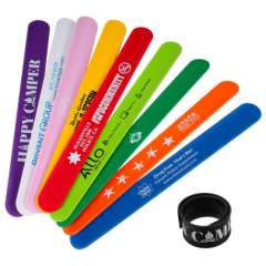 Factory Customized Logo Pattern Printed Festival Activity Silicone Plain Custom Slap Bands Slap Bracelet With Logo