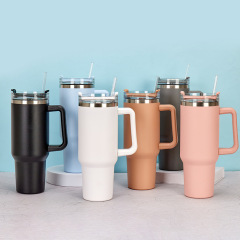 Travel Mugs 40oz Custom Logo Stainless Steel Vacuum Insulated Straight Tumbler Reusable Thermos Travel Coffee Mugs Cups