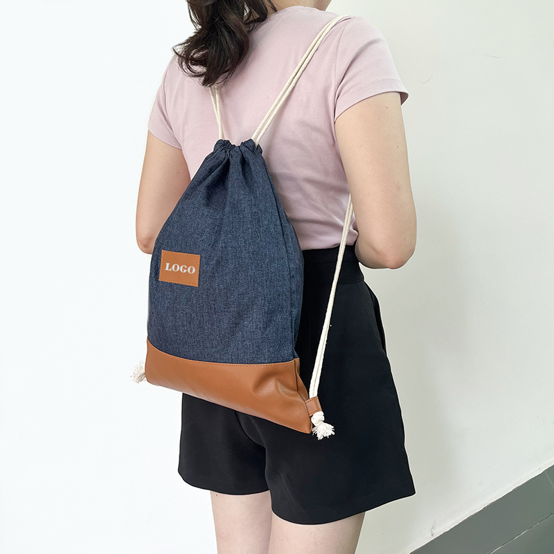 Large capacity travel sport canvas drawstring String backpack custom wholesale