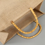  Wholesale Custom Printed Burlap Shopping Jute Tote Bag With Bamboo Handle