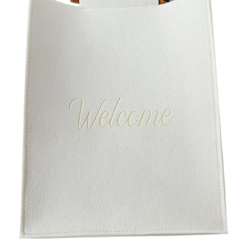 Customized Felt Handbag Tote Bag With Bamboo Handle