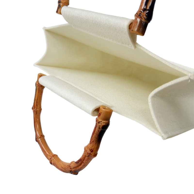 Customized Felt Handbag Tote Bag With Bamboo Handle