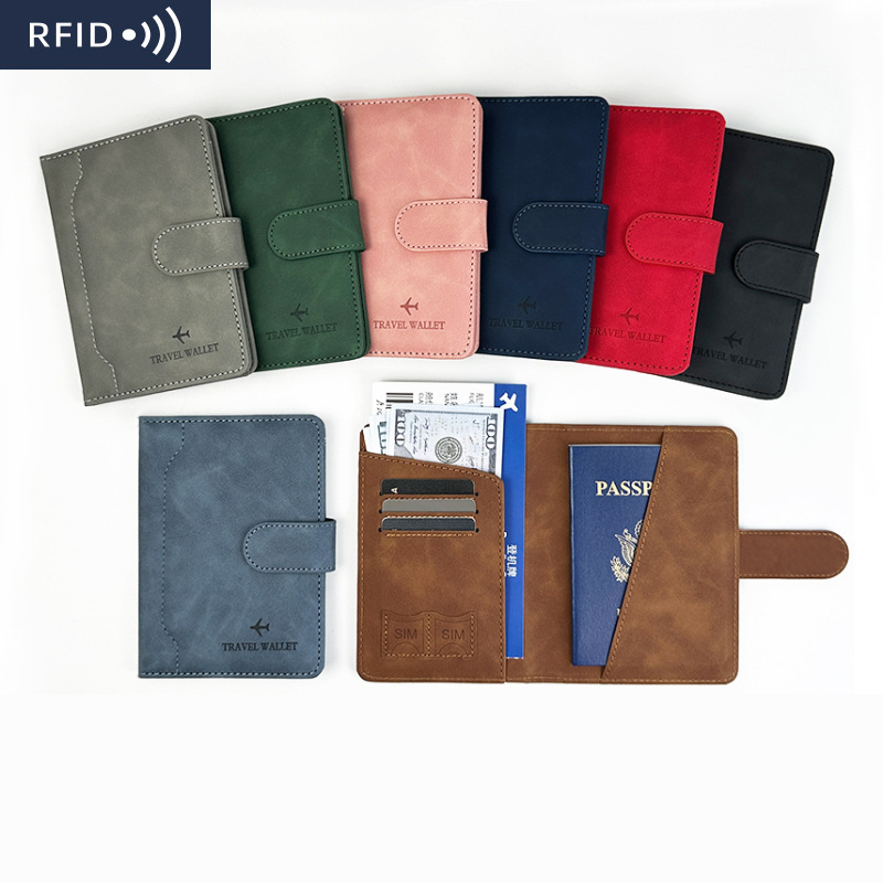 Wholesale Travel Credit Card Wallet Passport Cover Case PU Leather Passport Holder with Magnetic Closure