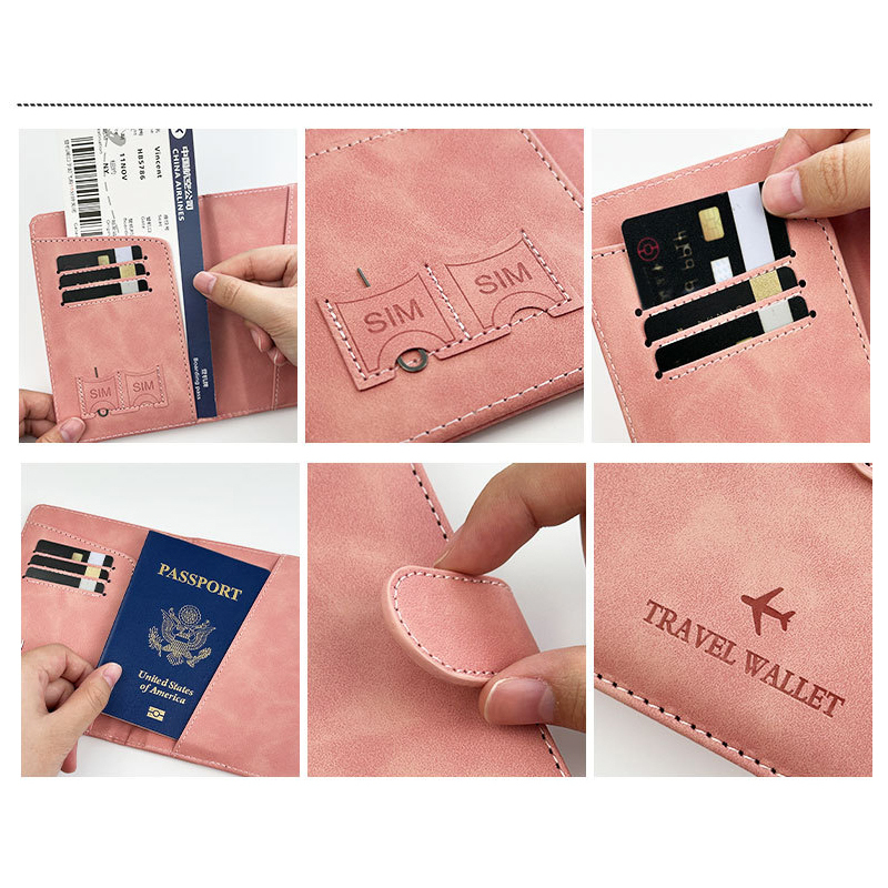 Wholesale Travel Credit Card Wallet Passport Cover Case PU Leather Passport Holder with Magnetic Closure