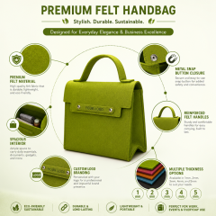Wholesale Custom Logo Felt Handbag Metal Snap Closure Structured Tote Bag Eco Friendly Reusable Gift Bag