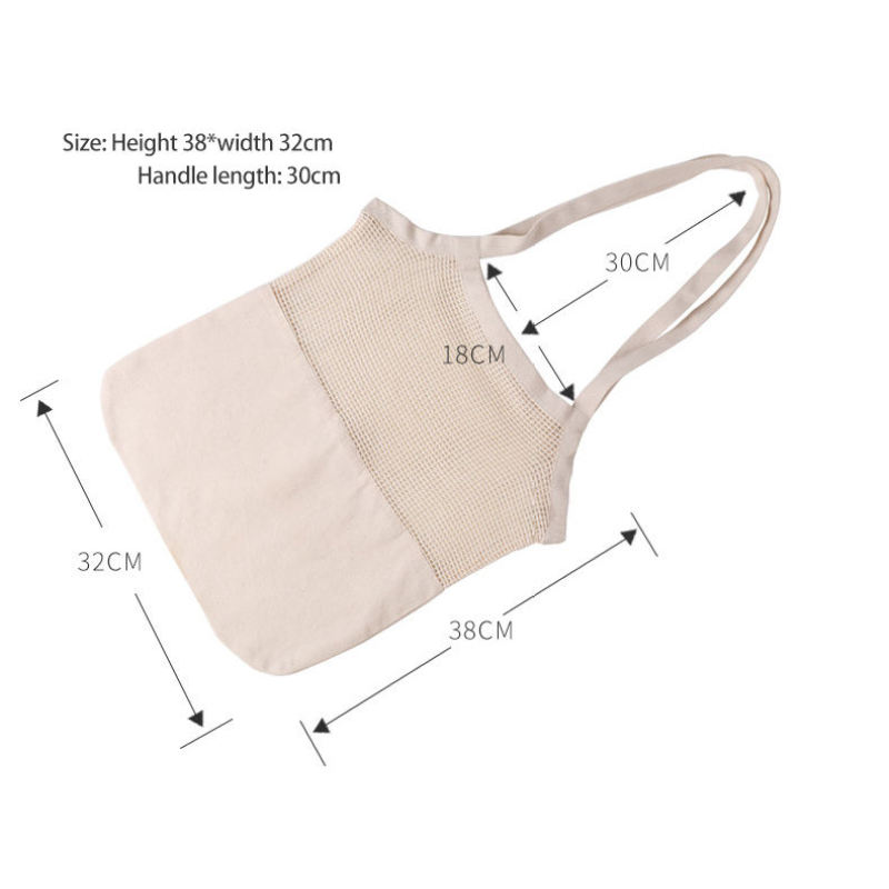 Organic cotton reusable mesh bags for fruits and vegetables folding shopping bag