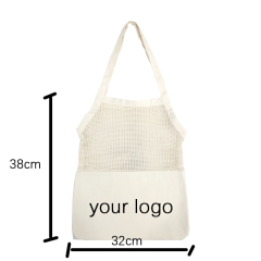 Organic cotton reusable mesh bags for fruits and vegetables folding shopping bag