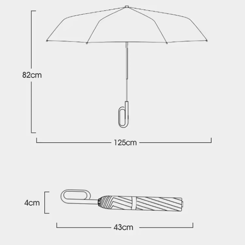 Wholesales Cheap Automatic  3 Folding Umbrella With Portable Buckle Hook Loop Lock Handle for Travel