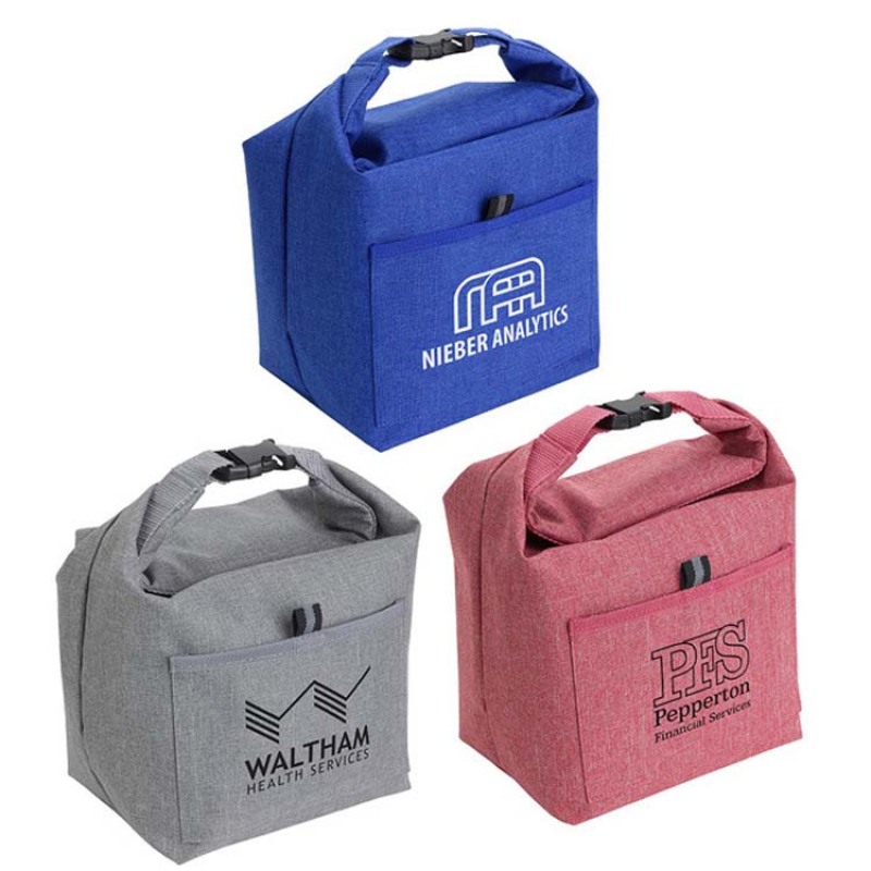Custom Reusable Food Carrier Tote Bag Hand-held Promotional Roll-Top Portable Insulated Cooler Lunch Tote bag