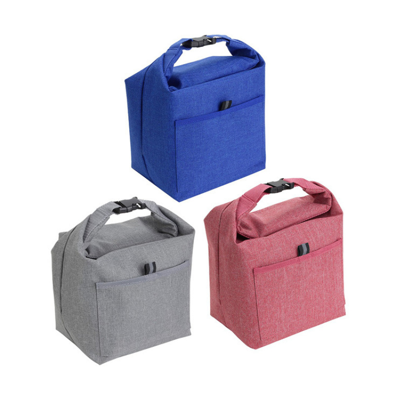 Custom Reusable Food Carrier Tote Bag Hand-held Promotional Roll-Top Portable Insulated Cooler Lunch Tote bag