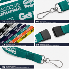 Custom Logo Printed Polyester Lanyards Personalized Full Color Neck Strap with Swivel Hook for Trade Show Office ID Badge