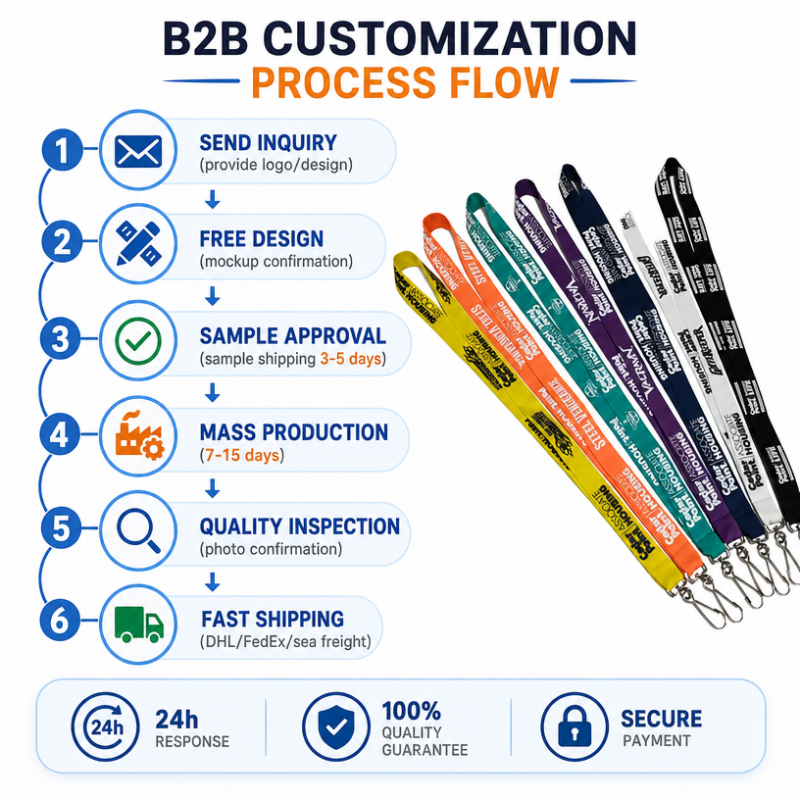 Custom Logo Printed Polyester Lanyards Personalized Full Color Neck Strap with Swivel Hook for Trade Show Office ID Badge