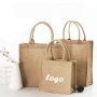 OEM ODM Customized Eco-Friendly Jute Tote Bag with Reinforced Handles