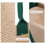 Custom Logo Eco Friendly Jute Tote Bag Wholesale Burlap Shopping Bag with Green Contrast Handles Promotional Gift Bag