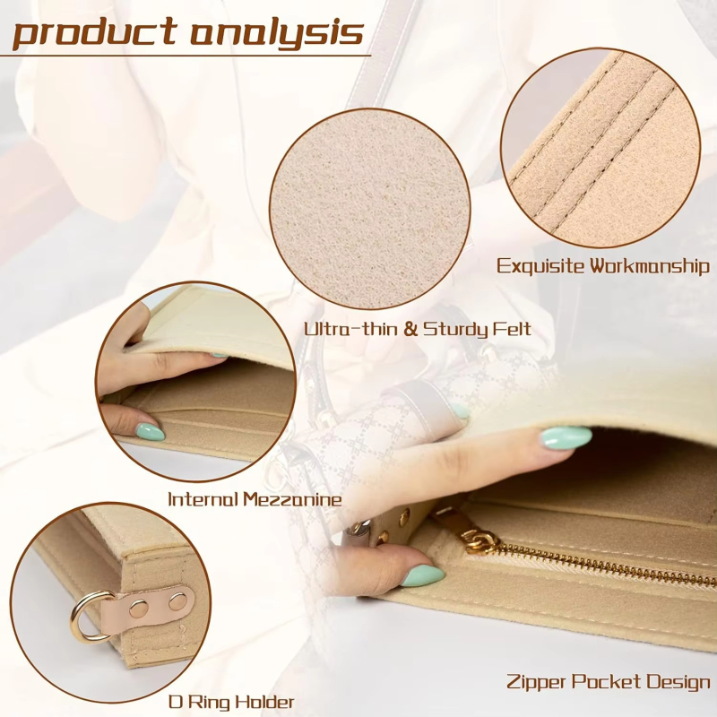 Custom Printed Makeup Organizer - Waterproof Felt Cosmetic Bag with Zipper