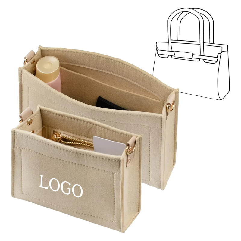 Custom Printed Makeup Organizer - Waterproof Felt Cosmetic Bag with Zipper