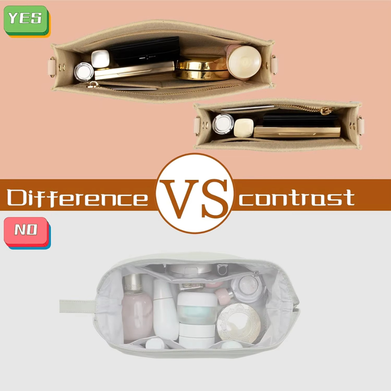 Custom Printed Makeup Organizer - Waterproof Felt Cosmetic Bag with Zipper