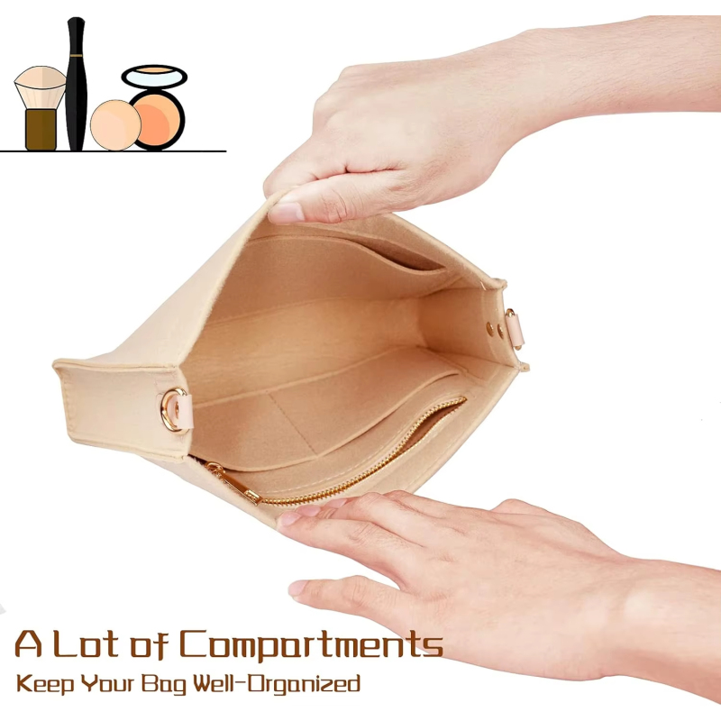 Custom Printed Makeup Organizer - Waterproof Felt Cosmetic Bag with Zipper