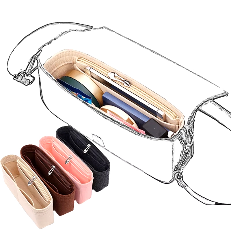 Wholesale Compact Felt Wallet Cosmetic Bag With Zipper , Ideal for Organizing Cosmetics