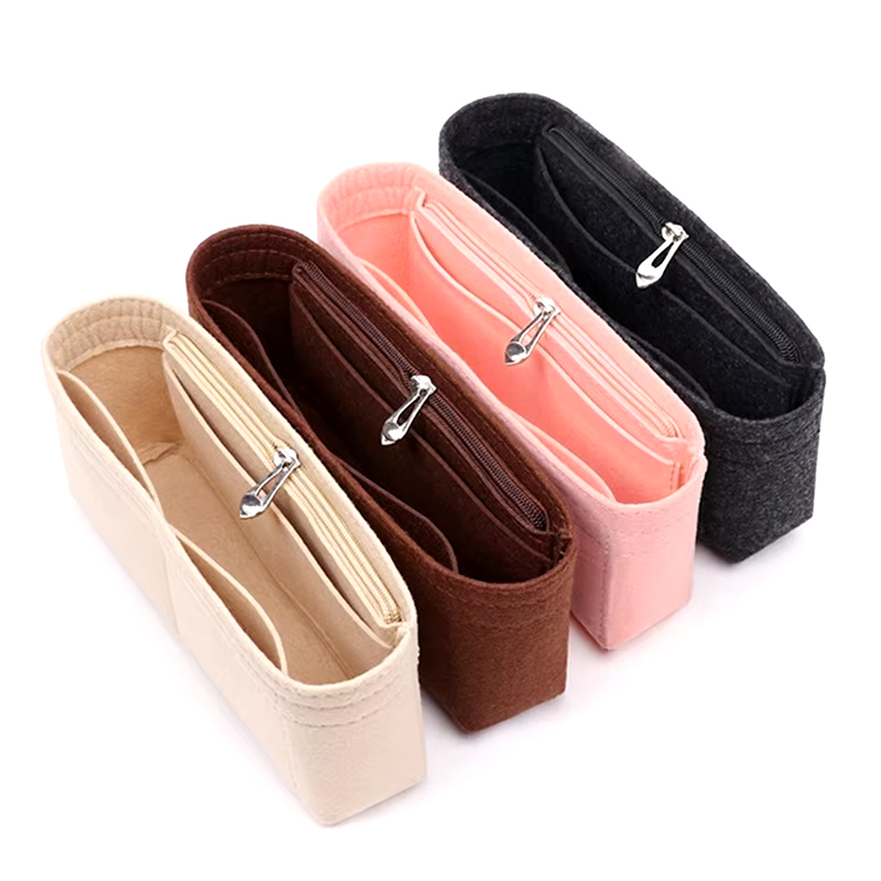 Wholesale Compact Felt Wallet Cosmetic Bag With Zipper , Ideal for Organizing Cosmetics