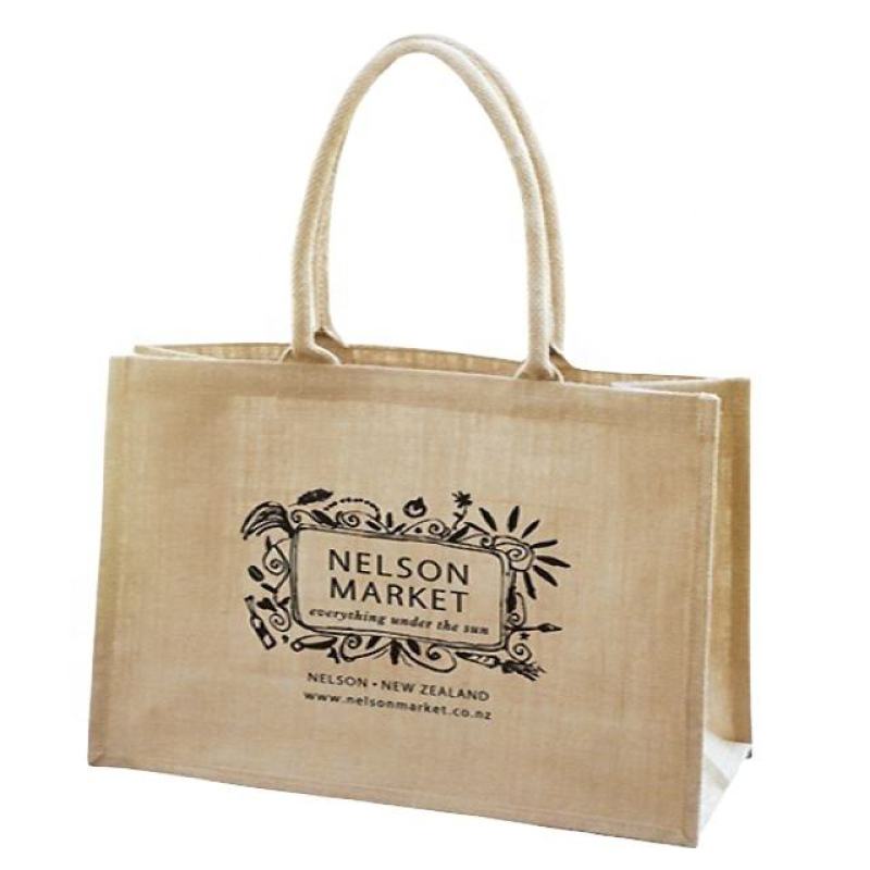 Wholesale Large Capacity Jute Tote Bag with Reinforced Handles Waterproof, Foldable Eco-Friendly