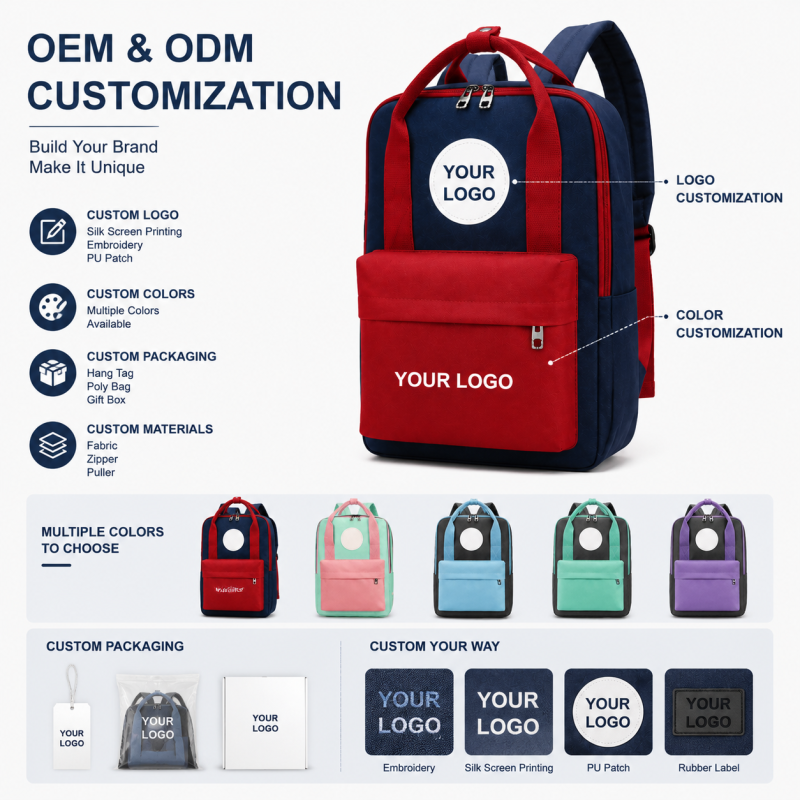 Minimalist Student Backpack 600D Waterproof Ultra-Light School Backpack Daypack Multi-Color Custom