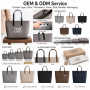 Wholesale Custom Logo Felt Tote Bag with Zipper PU Leather Handles Large Capacity Reusable Grocery Shopping Bag