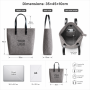 Wholesale Custom Logo Felt Tote Bag with Zipper PU Leather Handles Large Capacity Reusable Grocery Shopping Bag