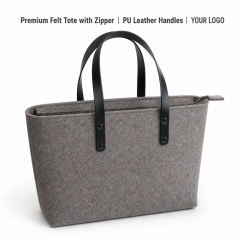 Wholesale Custom Logo Felt Tote Bag with Zipper PU Leather Handles Large Capacity Reusable Grocery Shopping Bag Wholesale Custom Logo Felt Tote Bag with Zipper PU Leather Handles Large Capacity Reusable Grocery Shopping Bag