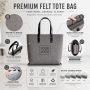 Wholesale Custom Logo Felt Tote Bag with Zipper PU Leather Handles Large Capacity Reusable Grocery Shopping Bag
