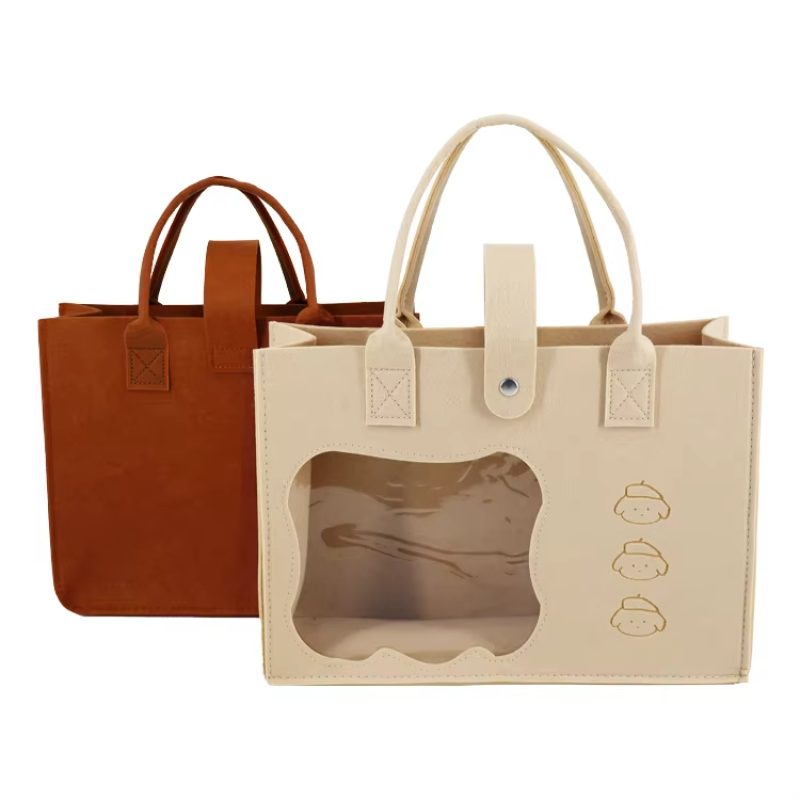 See-through Felt Shoulder Bag - 8L Hollow Organizer for Toys