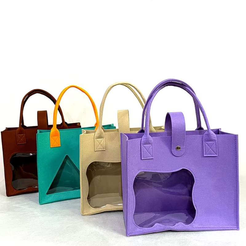 See-through Felt Shoulder Bag - 8L Hollow Organizer for Toys