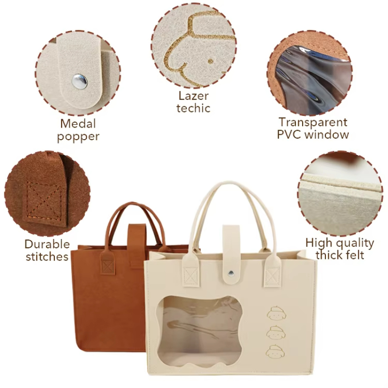 See-through Felt Shoulder Bag - 8L Hollow Organizer for Toys