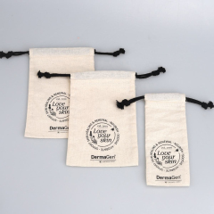 High Quality Organic Cotton Muslin Candle Gift Packaging Cotton Pouch Drawstring Bag