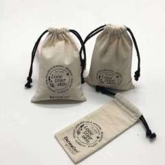 High Quality Organic Cotton Muslin Candle Gift Packaging Cotton Pouch Drawstring Bag