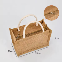 High Quality Cheap Waterproof Reusable Eco Bag Custom Logo Shopping Bags Burlap Jute Tote Bag With Zipper