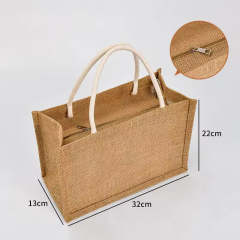 High Quality Cheap Waterproof Reusable Eco Bag Custom Logo Shopping Bags Burlap Jute Tote Bag With Zipper