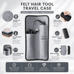 Portable Felt Hair Tool Storage Bag Heat Proof Travel Case for Curling Iron Straightener Cord Roll up Organizer