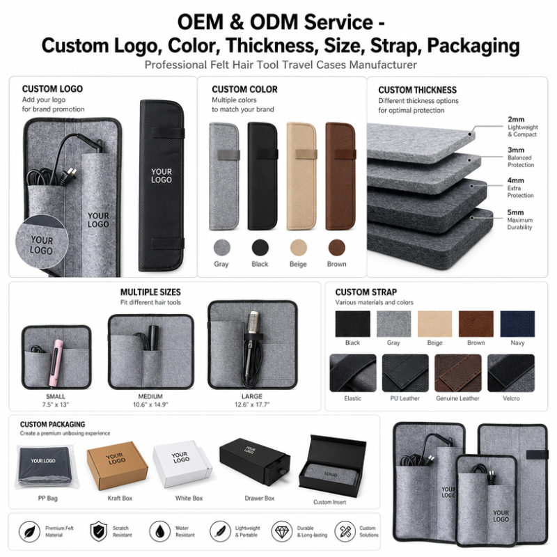 Portable Felt Hair Tool Storage Bag Heat Proof Travel Case for Curling Iron Straightener Cord Roll up Organizer