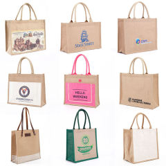 Durable Spacious Gift burlap Jute Grocery bags