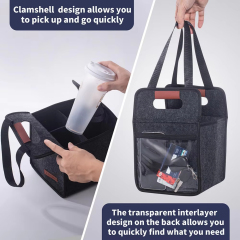 Wholesale Custom Coffee Cup Carrier - Collapsible Felt Drink Holder with 2/4/6 Slots (ECO Certified)
