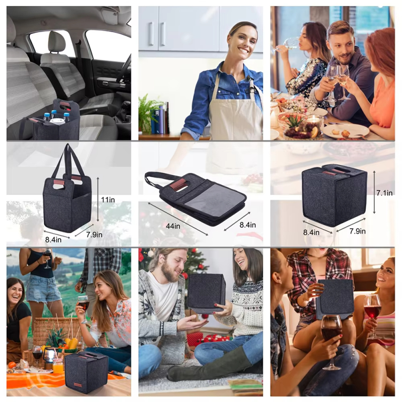 Wholesale Custom Coffee Cup Carrier - Collapsible Felt Drink Holder with 2/4/6 Slots (ECO Certified)