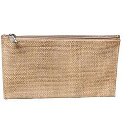 Professional Custom Logo Burlap Toiletry Pouch Cosmetic Bag Eco Friendly Plain Jute Pouch Pencil Case With Nylon Zipper
