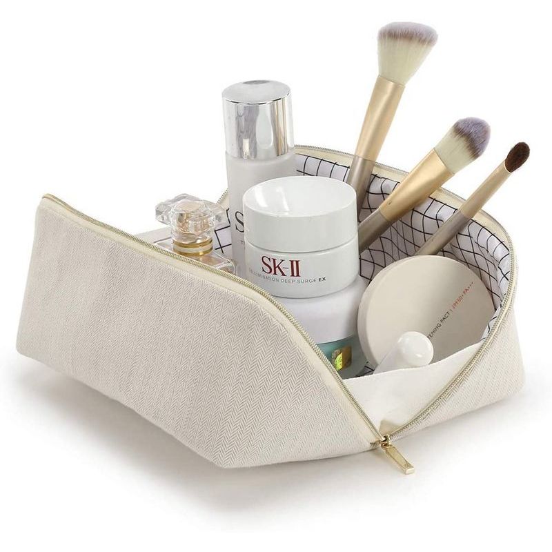 2025 New Design Cosmetic Bag for Women Waterproof Cotton Linen Fabric Makeup Pouch Small Pen Pencil Case