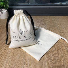 Custom Logo Printed Cotton Linen Candle Soap Pouch Eco Friendly Gift Drawstring Bag