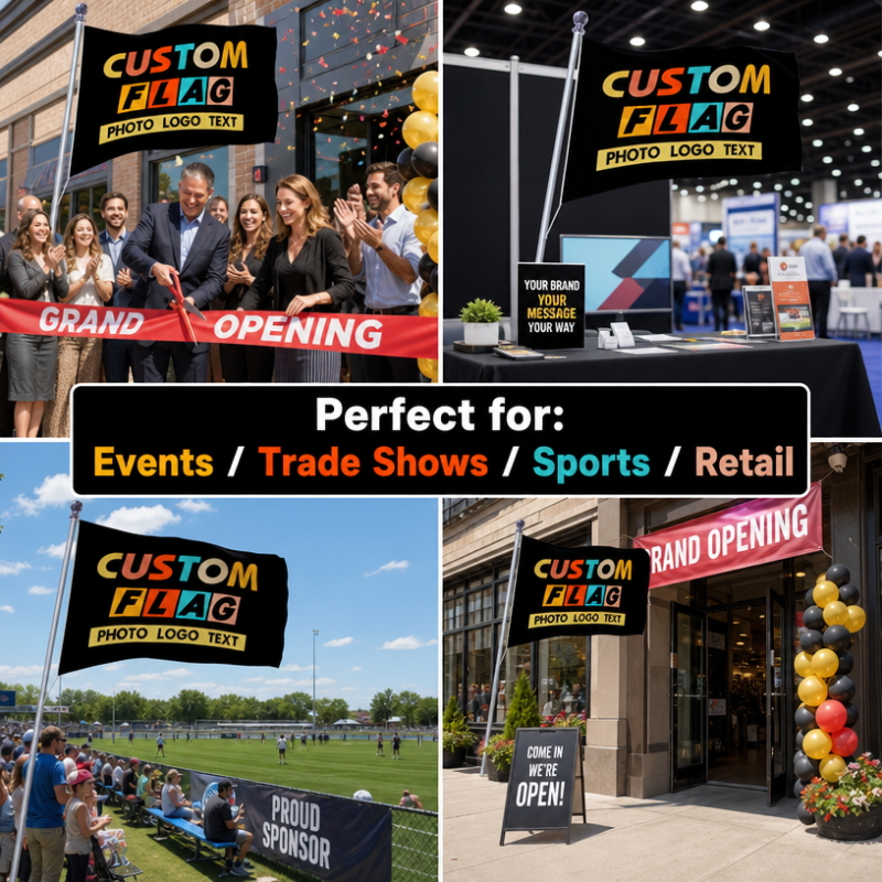 Custom Printed Advertising Flags Outdoor Promotional Logo Banner Flags for Business Events Sports Team Brand