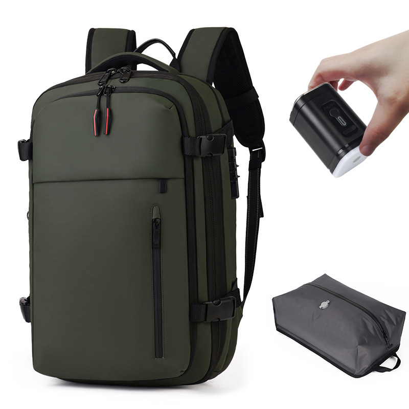 Vacuum Compression Waterproof Anti-Theft Oxford Backpack Air Pump with USB Port for Business Travel