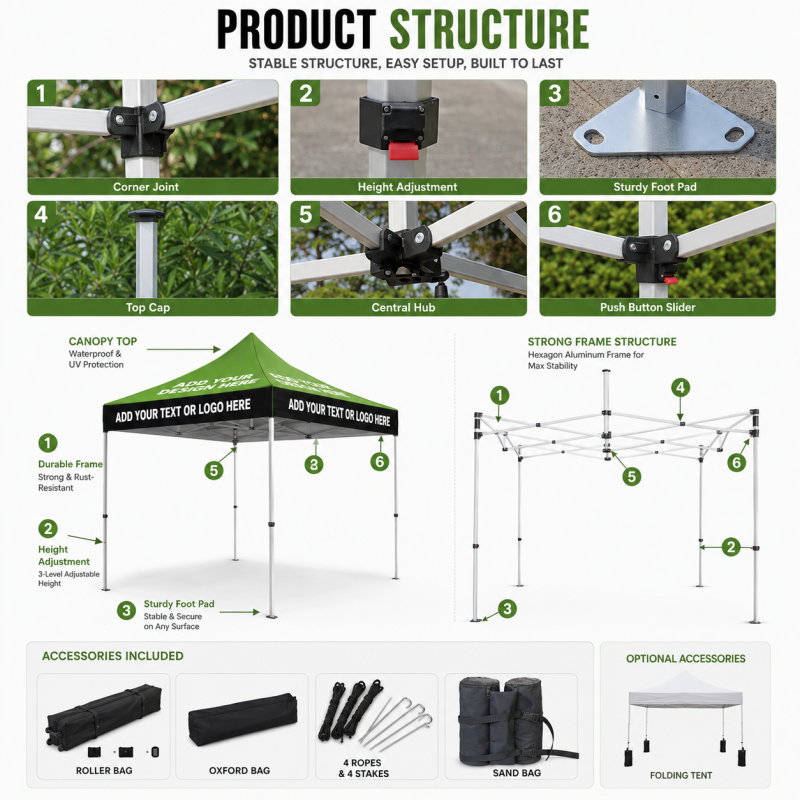 Heavy Duty Aluminum Frame Pop up Tent 10x10 10x20 Waterproof UV Protection Event Canopy with Custom Logo Printing for Business