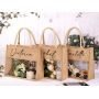 Custom Large Capacity Jute Tote Bag with Transparent PVC Window Waterproof for Wedding Gifts