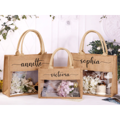 Personalized Custom Bridal Shower Party Gift -Bridesmaid Tote Bags - Wedding Welcome PVC Bags - Jute Tote bag for gifts